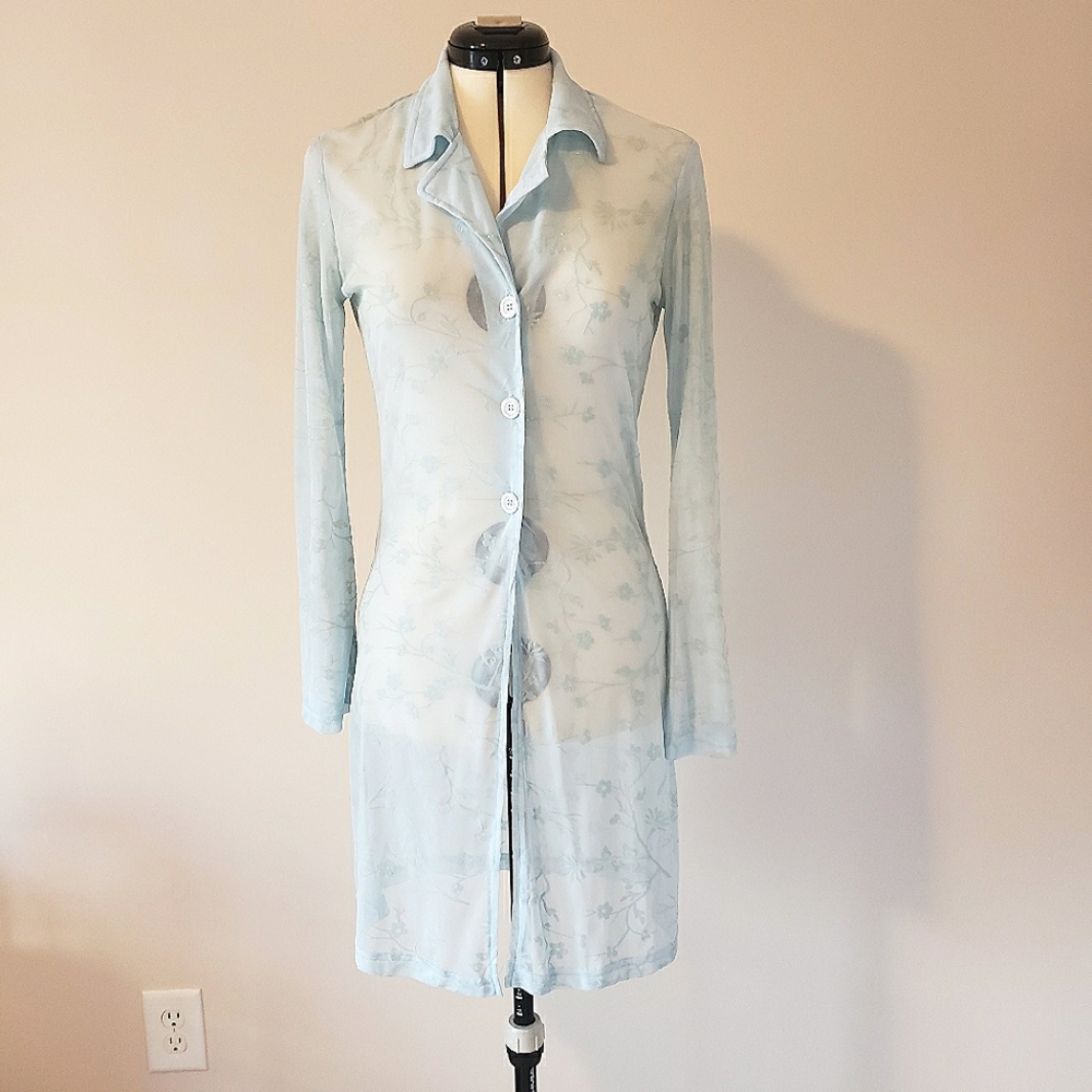 🪩Y2K Light Blue Sheer Women's Duster 🪩
